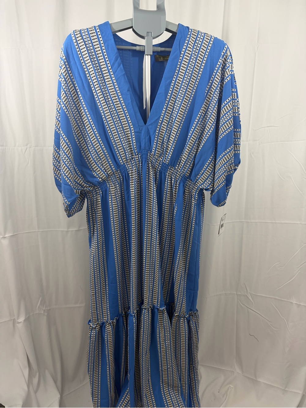 NWT Melonie T Womens Size 18 Blue Striped V-Neck Maxi Dress
